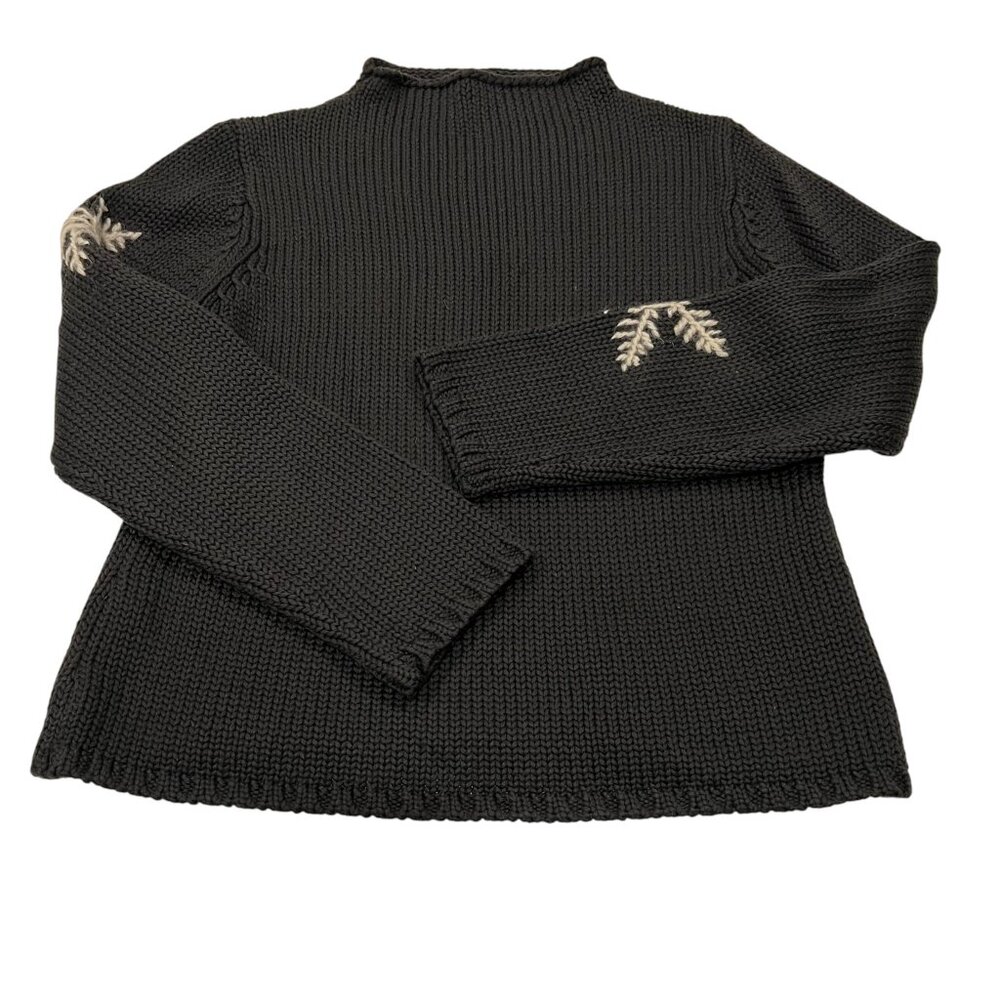 Slates Janet Howard Vtg Snowflake Funnel Neck Sweater, Gray, L